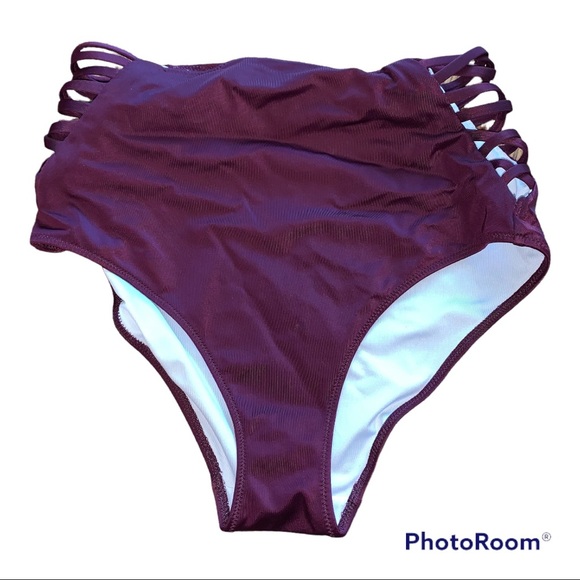 PINK Victoria's Secret Other - Victoria’s Secret PINK Burgundy High Waist Bikini Bottoms size Medium